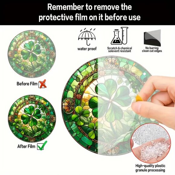 4 Leaf Clover Suncatcher Shamrock 6" St Patrick's Day Irish Lucky Ireland Window - Picture 3 of 4